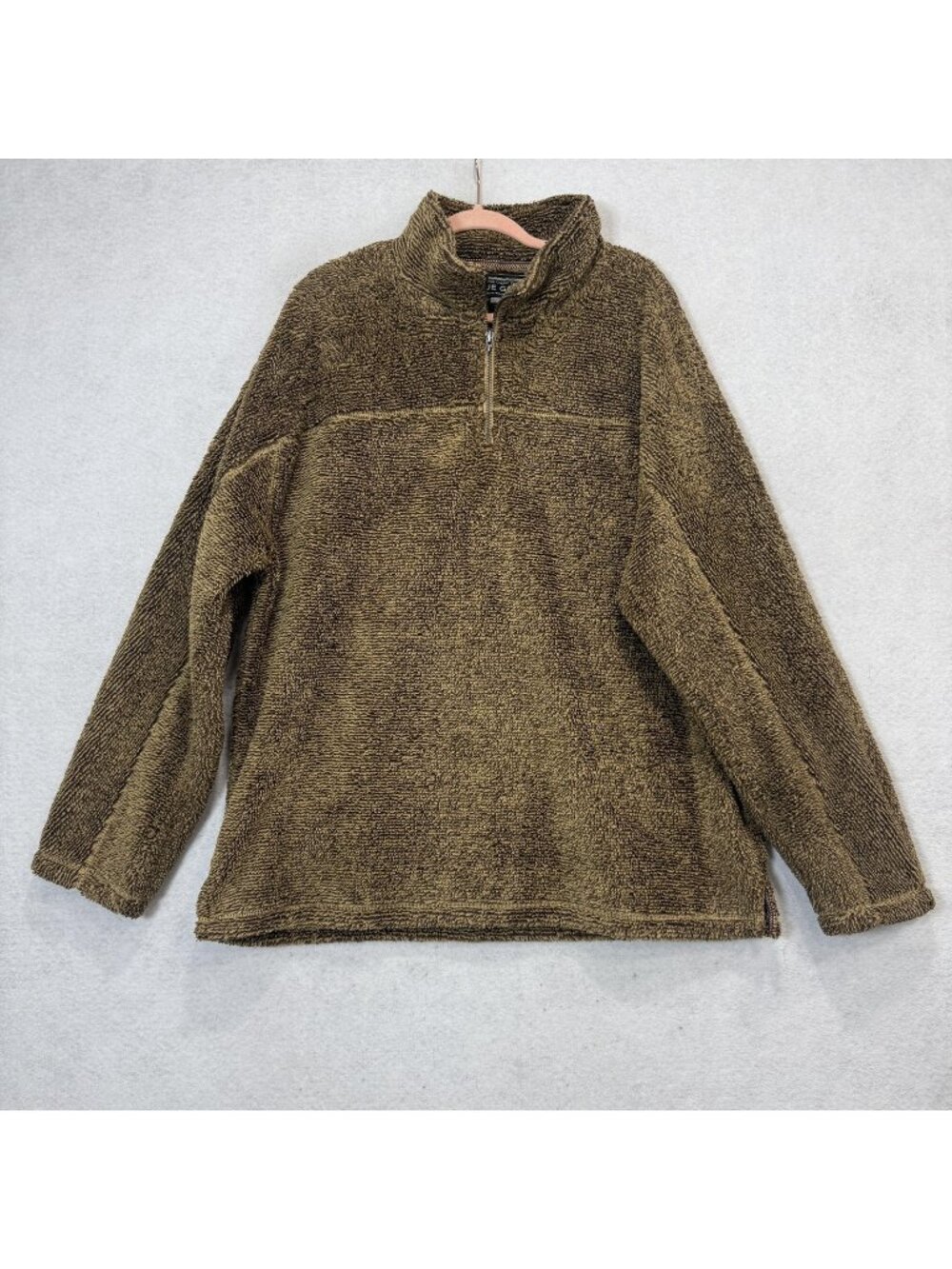 True Grit Sweater Mens 2XL Brown Sherpa Fleece 1/4 Zip Mock Neck Pullover
